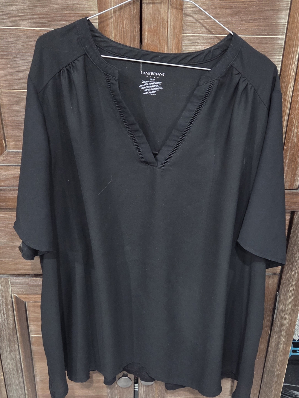 Lane Bryant 22/24 Black Polyester Short Sleeve Top